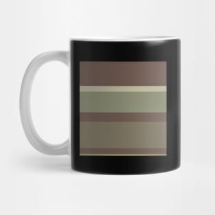 A subtle stew of Quincy, Grey Brown, Brown Grey, Putty and Artichoke stripes. - Sociable Stripes Mug